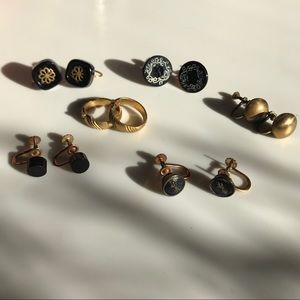 6 Vintage Clip on Earrings